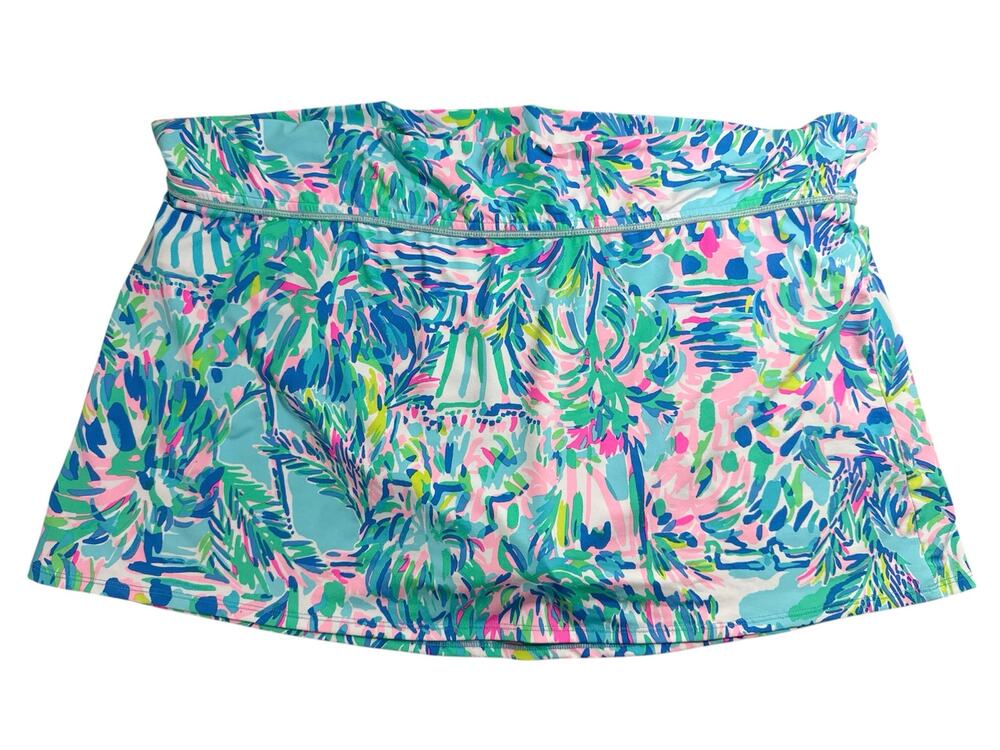 Lilly Pulitzer Skort 16 Floral Print Pink Blue Green Built-In Shorts Golf Tennis